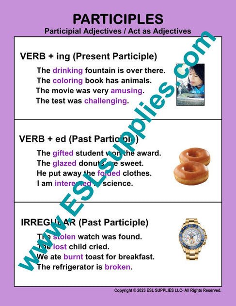 Teaching Participles / Participial Adjectives - ESL English Grammar ...