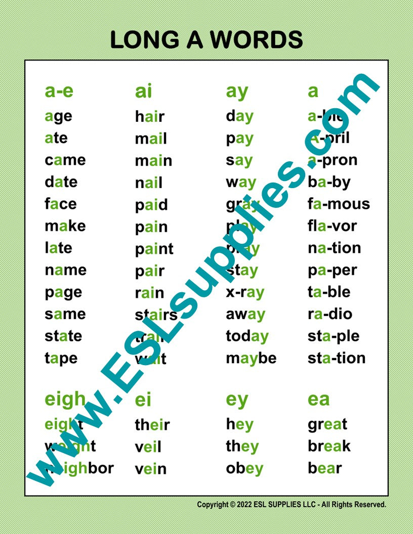 Teaching Long A Words