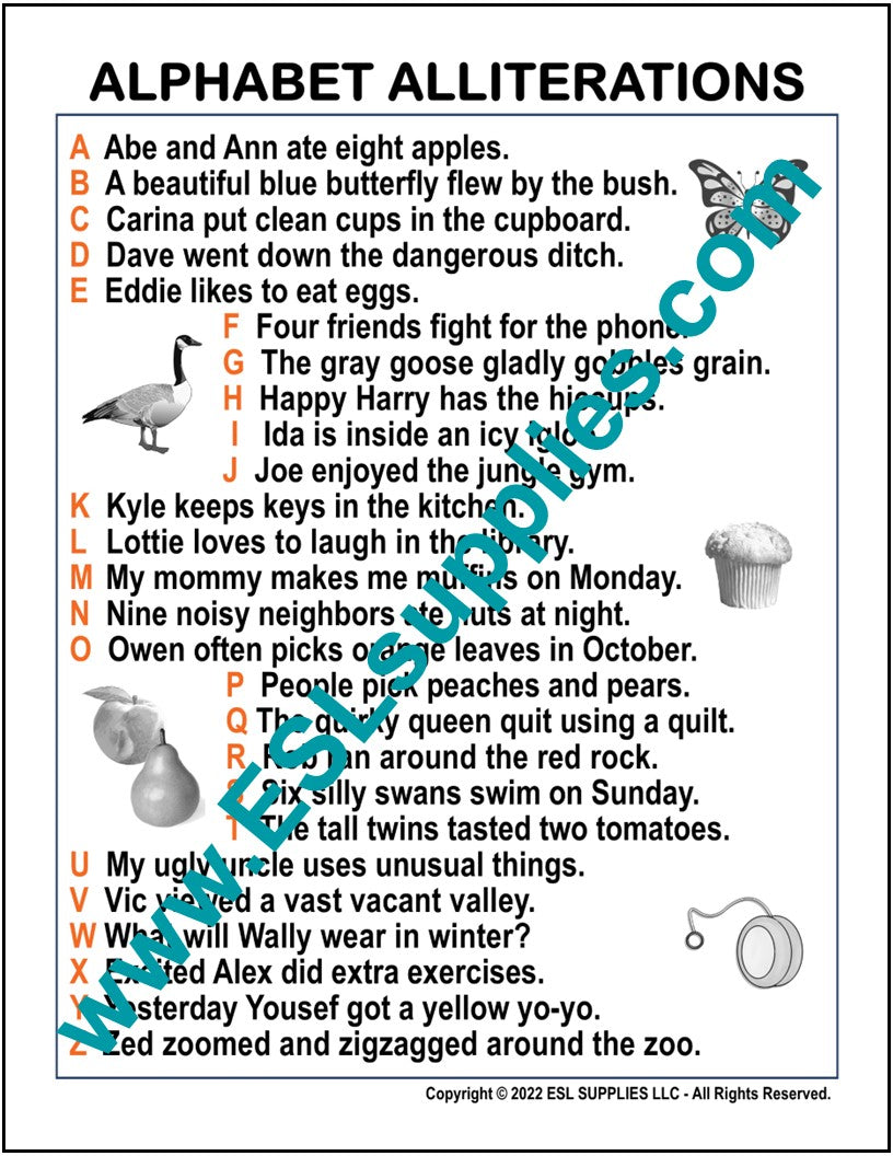 Alliteration Anchor Chart Kindergarten