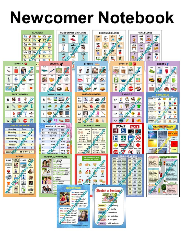 Newcomer Notebook ESL Classroom Anchor Charts Posters