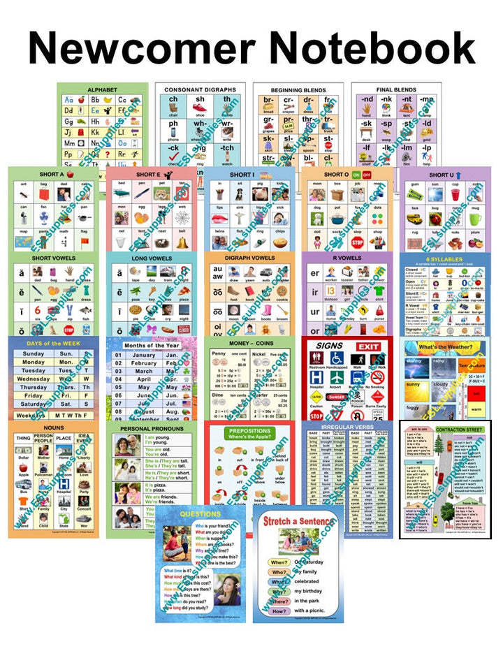 Newcomer Notebook ESL Classroom Anchor Charts Posters