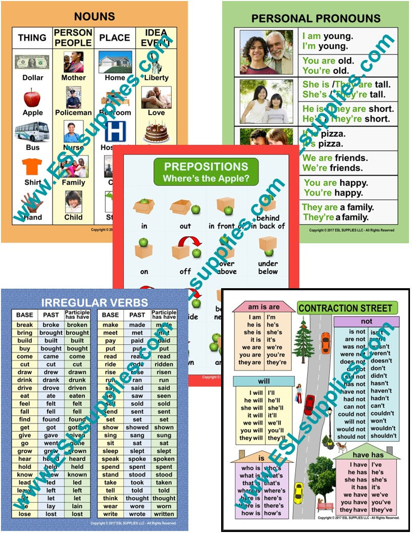 Grammar Newcomer Notebook ESL Classroom Anchor Charts Posters
