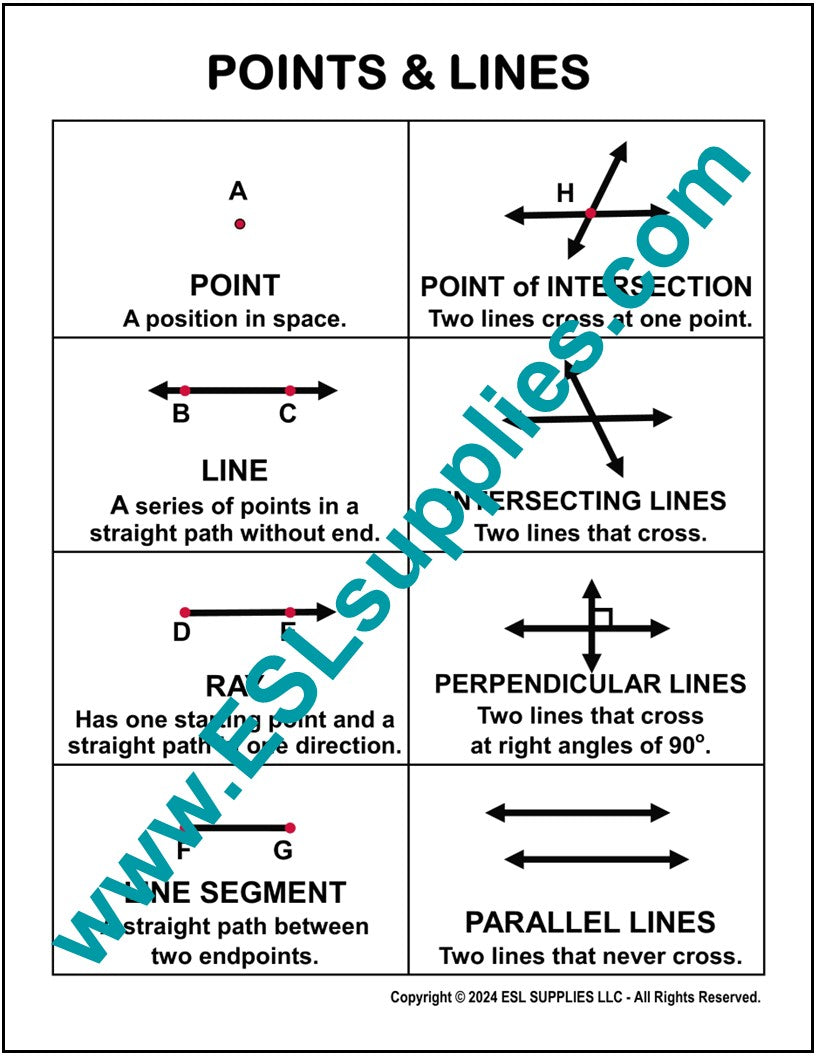 Point Line Test Points & Lines Math Education Classroom Poster Chart – ESL Supplies LLC