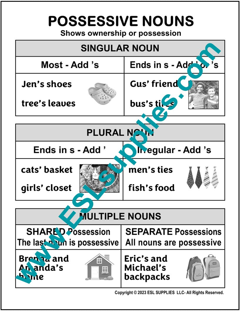 Possessive adjectives and possessive pronouns - ESL worksheet by fidelina, image size:816x1056