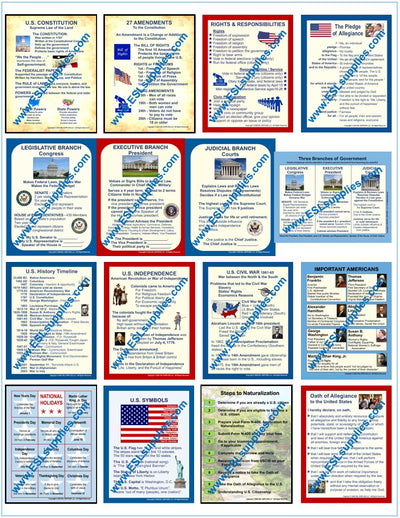 U.S. Citizenship Classroom Anchor Chart Poster Set