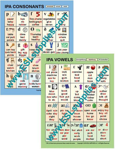 IPA Consonant & Vowel ESL Classroom Anchor Chart Poster Set
