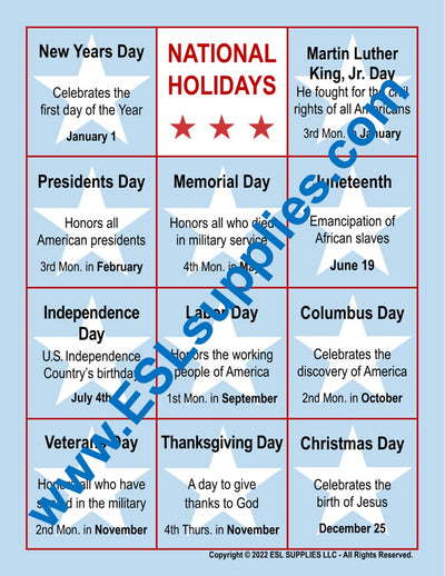 National Holidays Citizenship Poster