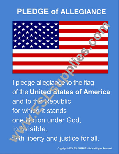 Pledge of Allegiance Citizenship Classroom Anchor Chart Poster