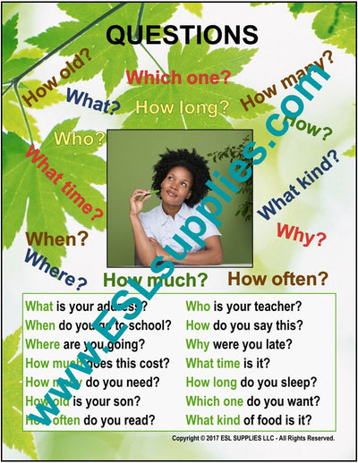 Questions ESL Classroom Anchor Chart Poster