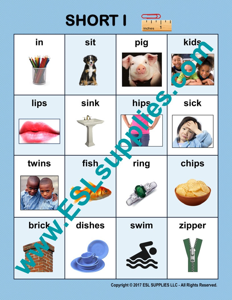 Short I ESL Classroom Anchor Chart Poster