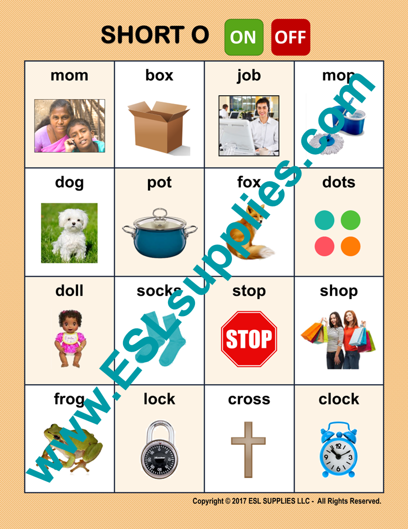 Short O ESL English Language Classroom Poster Chart – ESL Supplies