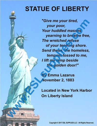 Statue of Liberty Citizenship Classroom Anchor Chart Poster